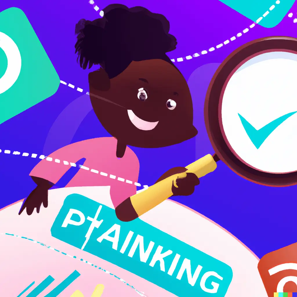 An animated scene of a vibrant digital LinkedIn billboard with floating UTM parameter tags and an analyzing magnifying glass hovering over. A small playful character, symbolizing a marketer, excitedly takes notes nearby, surrounded by glowing data graphs and pie charts.